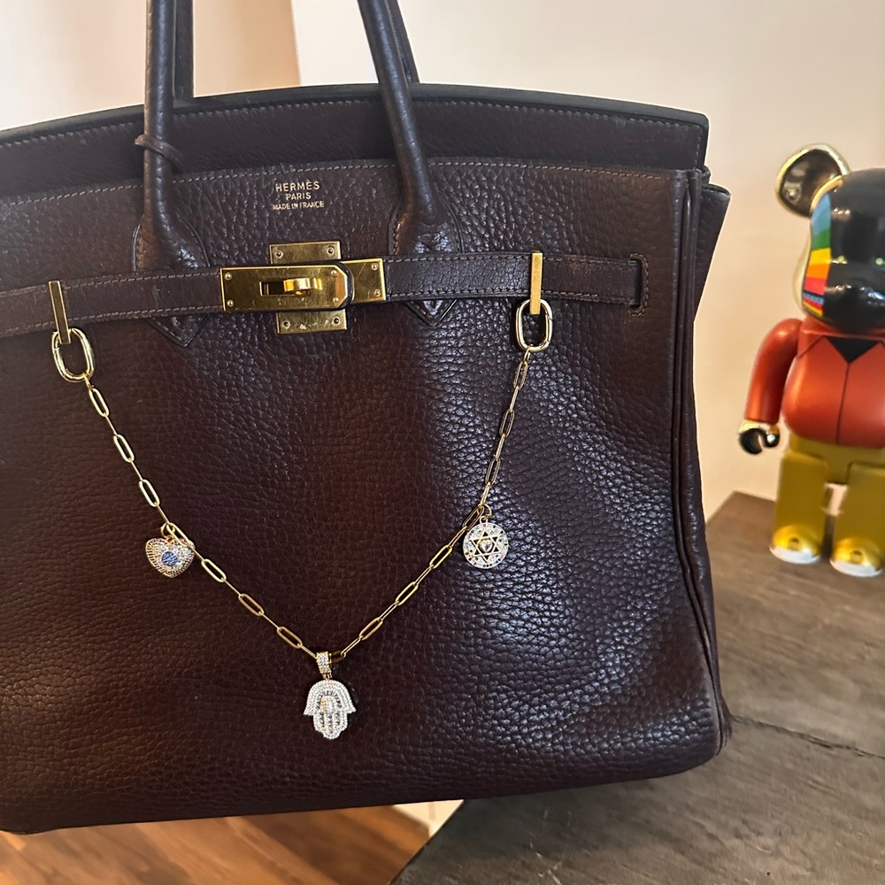 Evil eye protection charm bag chain